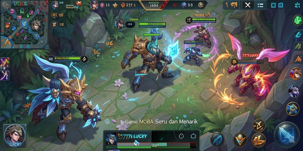 Screenshot gameplay MOBA 777LUCKY yang mendebarkan.