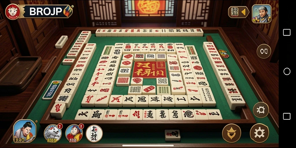 Tampilan gameplay BROJP yang mendebarkan dalam bermain Mahjong.