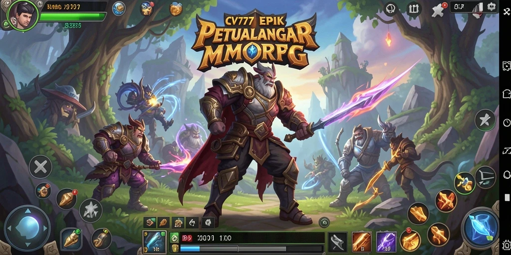 Tampilan gameplay menawan dari CV777 yang menggambarkan dunia MMORPG yang luas.