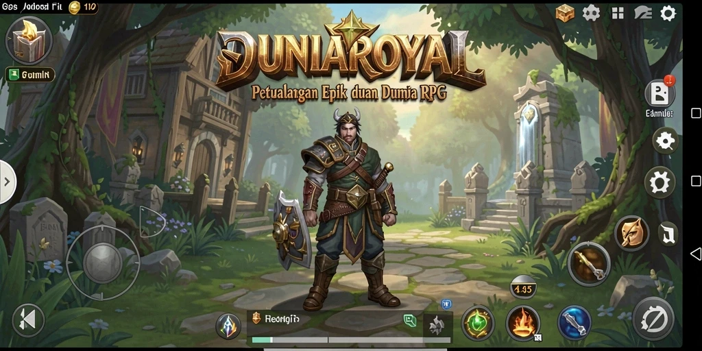 Screenshot DUNIAROYAL menampilkan pertarungan seru di dunia RPG.