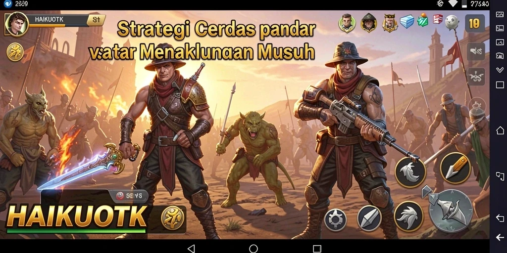 Screenshot gameplay HAIKUOTK yang menunjukkan strategi dan pertarungan mendebarkan.