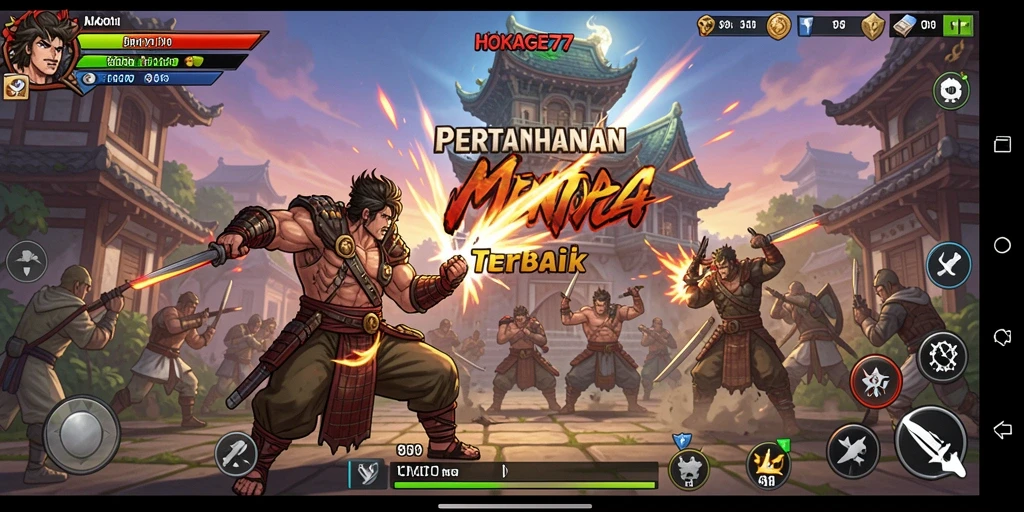 Tangkapan layar gameplay HOKAGE77 menampilkan strategi menara yang epik.