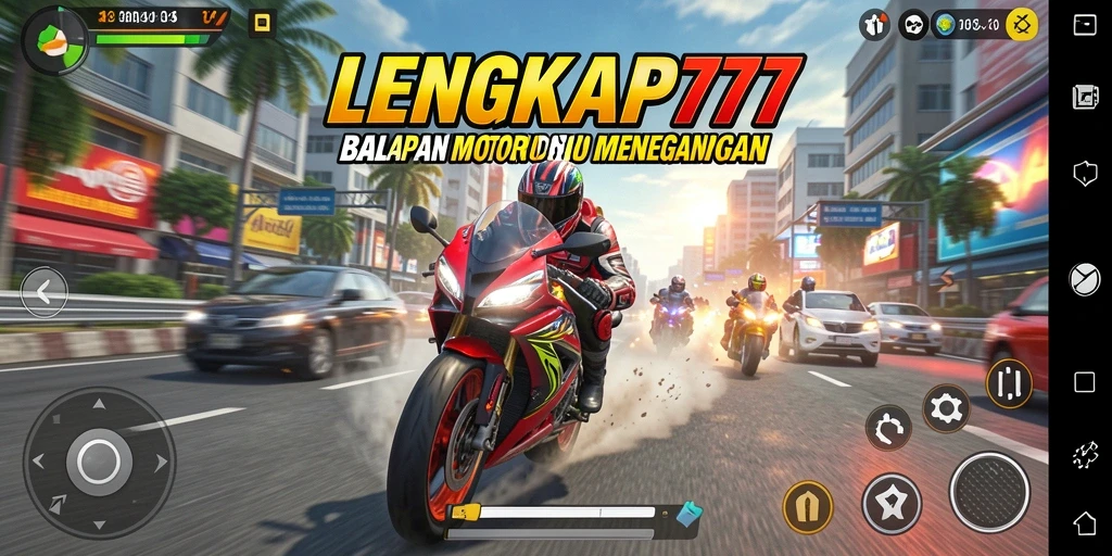 Gameplay balapan seru dengan motor di LENGKAP777.