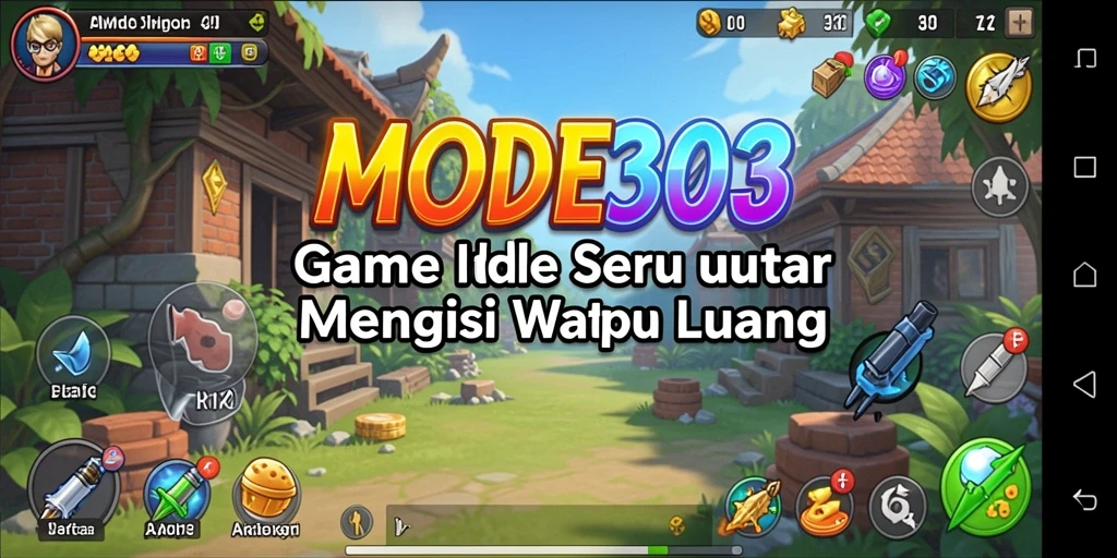 Tangkapan layar utama MODE303 menampilkan gameplay menarik dengan karakter dan sumber daya.