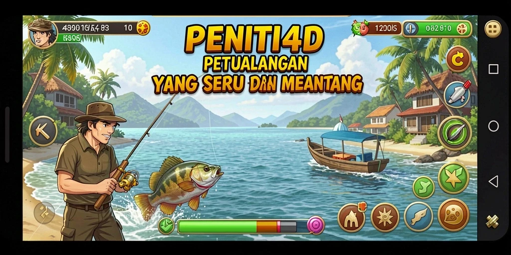 Tampilan gameplay memancing yang menarik dalam PENITI4D.