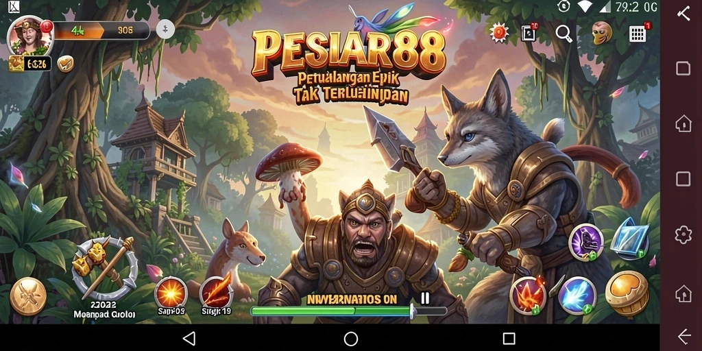Screenshot utama PESIAR88 menunjukkan momen seru dalam gameplay Adventure.