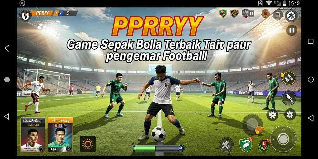 Screenshot gameplay <strong>PPRRYY</strong> menunjukkan aksi seru di lapangan sepak bola.