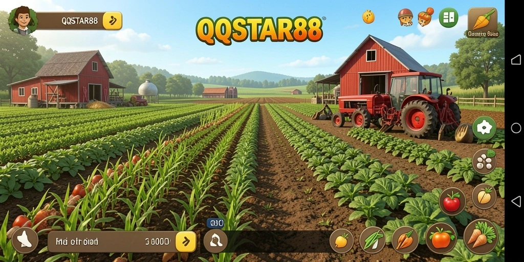 Screenshot gameplay QQSTAR88 menampilkan keindahan kebun yang subur.