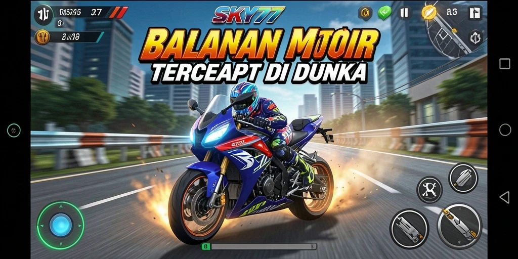 Tampilan gameplay balapan motor yang mendebarkan.