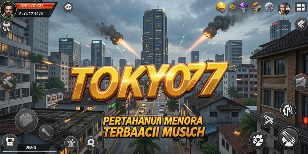 Screenshot TOKYO77 menunjukkan strategi mendalam dalam Tower Defense.