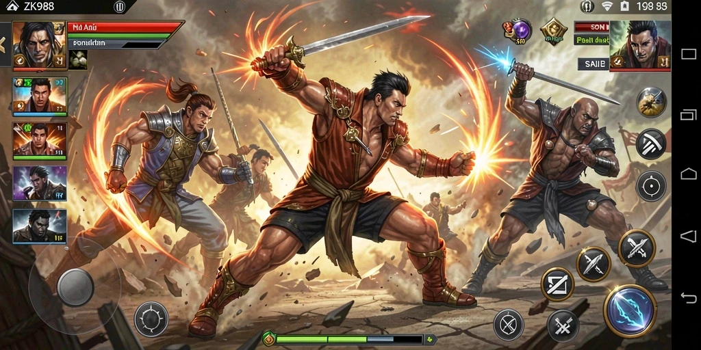 Gambaran mendebarkan gameplay pertarungan ZK988 dengan grafis yang menakjubkan.